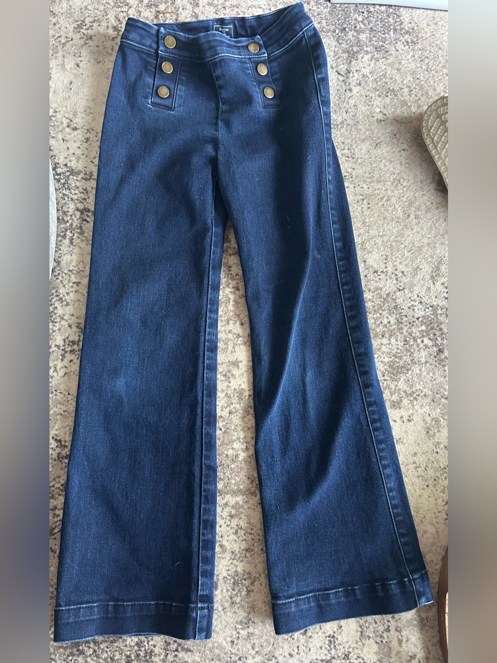 GAP Dark Blue High-Waist Flare Jeans with Button Detail